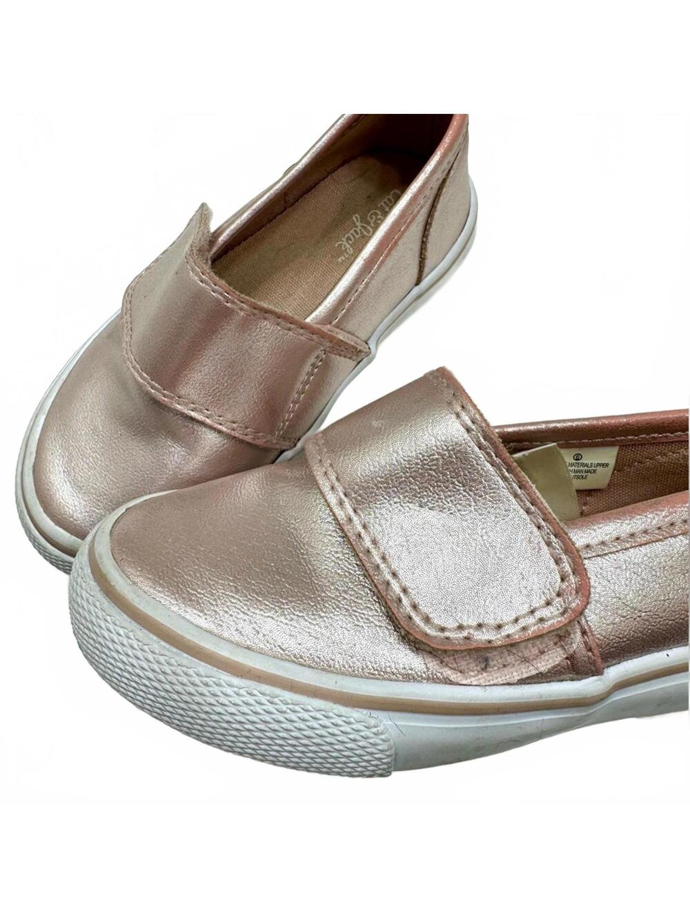 Cat & Jack Metallic Champagne Pink Velcro Slip-on Girls Shoes- Size 6 - Picture 3 of 6